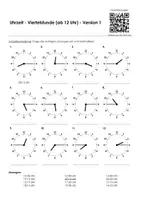 Aperçu - Feuilles d'exercices - Uhrzeit Viertelstunde 4 pour les cours d'allemand - Page de couverture