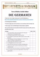 Vorschau - Arbeitsblätter - Die Germanen (Terra-X) | Arbeitsblatt: Fragen zur Doku & Reflexion | LÖSUNGEN | Geschichte Klasse 5-6 - Seite 1