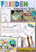 Vorschau - Arbeitsblätter - Frieden 🕊 - Kooperatives Poster - Ukraine / Russland / Israel SPENDENAKTION - Deckblatt