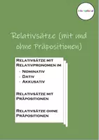 Vorschau - Arbeitsblätter - Relativsätze (mit und ohne Präpositionen) - Deckblatt