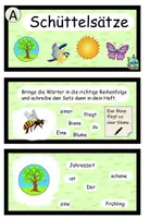 Aperçu - Cartes d'exercices - Phrases à secouer pour débutants "der Frühling" Allemand - Page 1