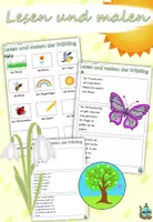 Aperçu - Feuilles d'exercices - Lire et peindre "der Frühling" Allemand - Page de couverture