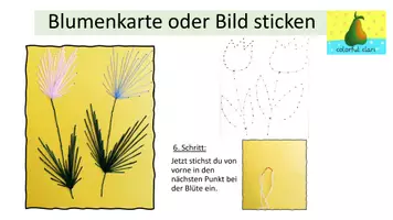 Vorschau - Mal- und Bastelvorlagen - Eine Blumenkarte oder Blumen- Bild sticken - Deckblatt