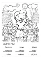 Vorschau - Arbeitsblätter - Blanca Nieves (Schneewittchen) - Ausmalbilder Spanisch kostenlos! FREEBIE / gratis! - Seite 1