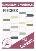 Aperçu - Matériel pour travaux manuels / dessin - 20 flèches / ClipArts / autocollants numériques en vert - Page de couverture