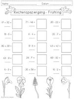 Vorschau - Arbeitsblätter - Rechenspaziergang FRÜHLING Grundrechenarten Zahlenraum 100 - 2 Differenzierungen - Klasse 2 - Seite 2