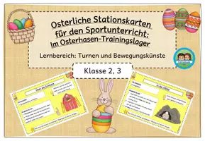 Vorschau - Stationenlernen - Stationskarten Sport: Ostern - Osterhasen-Trainingslager (Klasse 2-4) - Seite 1