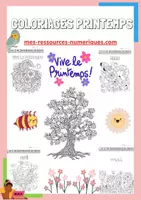 Aperçu - Feuilles d'exercices - Cloriage printemps - mois du printemps - Page de couverture