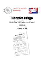 Vorschau - Arbeitsblätter - Hobbies Bingo - Bingo-Spiel zu den Hobbies - English Speaking A1-A2 - Deckblatt