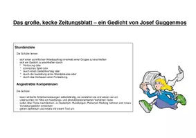 Vorschau - Stundenentwürfe - Das große, kecke Zeitungsblatt - ein Gedicht von Josef Guggenmos - Seite 1