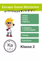 Vorschau - Arbeitsblätter - Escape Game Wortarten Nomen Verben Adjektive - Deckblatt
