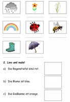 Aperçu - Feuilles d'exercices - exercices mixtes d'alphabétisation pour débutants "der Frühling" Allemand - Page 1