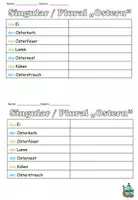 Aperçu - Feuilles d'exercices - Singular Plural "Ostern" Allemand - Page de couverture