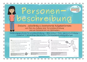 Vorschau - Arbeitsblätter - Personenbeschreibung - einfache Aufgabenformate - Deckblatt