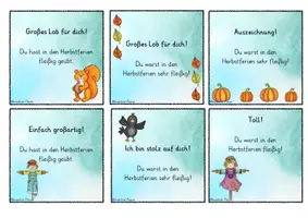 Vorschau - Bildkarten - Fleißkärtchen Herbstferien - Deckblatt