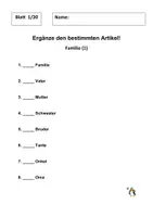 Vorschau - Arbeitsblätter - DaF/DaZ bestimmter Artikel/ 20 Arbeitsblätter/ 160 Wörter sortiert - Deckblatt