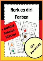 Vorschau - Arbeitsblätter - Merk es dir - Farben - spielerisch Deutsch lernen (auch als Wortkarten/Vokabelkarten nutzbar) + BONUS-Arbeitsblätter - Deckblatt