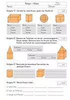 Vorschau - Test - Klassenarbeit Körper 5. Klasse mit Lösungen - Deckblatt