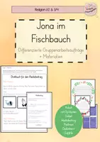 Vorschau - Arbeitsblätter - Differenzierte Gruppenarbeitsaufträge Jona im Fischbauch - Deckblatt
