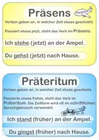 Vorschau - Poster - Zeitformen Merkplakate Zeitstrahl Deutsch Grammatik Präsens Präteritum Klasse 3-6 - Seite 1