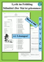 Vorschau - Arbeitsblätter - Lyrik im Frühling: Stilmittel im Text finden - als PDF & Word - Deckblatt