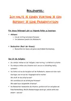 Vorschau - Aufgabenkarten - Rollenspiel: Vortrag, Referat, Präsentation halten - Deckblatt