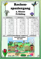Vorschau - Arbeitsblätter - Rechenspaziergang Frühling schriftliche Addition Subtraktion Klasse 3 - Deckblatt