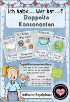Vorschau - Spiele - Doppelte Mitlaute (Konsonanten) | Lesespiel: Ich habe - Wer hat? | inkl. Regelplakat - Deckblatt