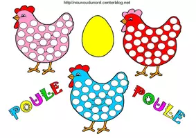 Aperçu - Matériel pour travaux manuels / dessin - Poules gommettes à colorier - Page de couverture