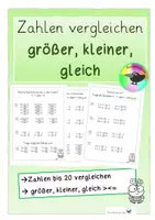Vorschau - Arbeitsblätter - Zahlen vergleichen größer kleiner gleich Klasse 1 Klasse 2 - Deckblatt