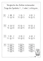 Vorschau - Arbeitsblätter - Zahlen vergleichen größer kleiner gleich Klasse 1 Klasse 2 - Seite 1