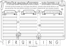 Vorschau - Arbeitsblätter - Wörter-Baustelle | Frühling | Frühlingswörter - Seite 1