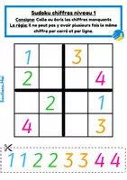 Aperçu - Feuilles d'exercices - Sudoku chiffres niveau 1 dossier complet - Page 3