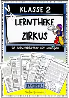 Vorschau - Unterrichtsreihen - Lerntheke Zirkus Klasse 2 - Zirkus in der Grundschule - 28 Arbeitsblätter mit Lösungen - Deckblatt
