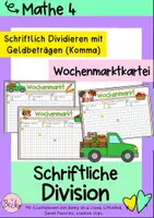Vorschau - Aufgabenkarten - Schriftliche Division mit Komma (Wochenmarkt, Kartei) - Deckblatt