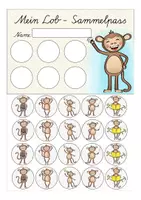 Vista previa - Manualidades / Dibujos para colorear - Affenklasse Lobkärtchen / Lobsammelpass Grundschule (Klassenmaskottchen) Deutsch / Alemán - página 1