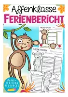 Vista previa - Hojas de trabajo - Ferienbericht - Affenklasse Arbeitsblätter zur Auswertung der Ferien in der Grundschule (Klassenmaskottchen) Deutsch / Alemán - Portada