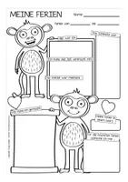 Vista previa - Hojas de trabajo - Ferienbericht - Affenklasse Arbeitsblätter zur Auswertung der Ferien in der Grundschule (Klassenmaskottchen) Deutsch / Alemán - página 2