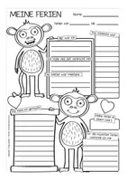 Vista previa - Hojas de trabajo - Ferienbericht - Affenklasse Arbeitsblätter zur Auswertung der Ferien in der Grundschule (Klassenmaskottchen) Deutsch / Alemán - página 3