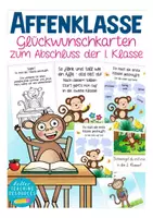 Vista previa - Hojas de trabajo - Abschlussgrüße zur Verabschiedung der 1. Klasse Affenklasse (Klassenmaskottchen) Alemán / Deutsch - Portada