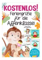 Vista previa - Manualidades / Dibujos para colorear - Kostenlos! Feriengrüße für deine Affenklasse (Klassenmaskottchen) Alemán / Deutsch FREEBIE - Portada