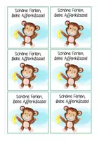 Vista previa - Manualidades / Dibujos para colorear - Kostenlos! Feriengrüße für deine Affenklasse (Klassenmaskottchen) Alemán / Deutsch FREEBIE - página 1