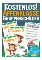 Vista previa - Manualidades / Dibujos para colorear - KOSTENLOS! Gruppenschilder für die Affenklasse in der Grundschule (Klassenmaskottchen) Deutsch / Alemán FREEBIE - Portada