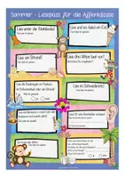 Vista previa - Hojas de trabajo - Sommerferien - Lesepass Affenklasse 1. und 2. Klasse Grundschule (Klassenmaskottchen) Deutsch / Alemán - página 1