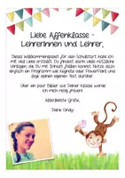 Vista previa - Hojas de trabajo - Schulanfang / Schulstart Grundschule: Klassenmaskottchen Äffchen / Affenklasse Materialpaket für die 1. Klasse / den ersten Schultag Deutsch / Alemán - página 1