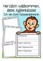 Vista previa - Hojas de trabajo - Schulanfang / Schulstart Grundschule: Klassenmaskottchen Äffchen / Affenklasse Materialpaket für die 1. Klasse / den ersten Schultag Deutsch / Alemán - página 2