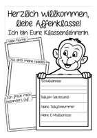 Vista previa - Hojas de trabajo - Schulanfang / Schulstart Grundschule: Klassenmaskottchen Äffchen / Affenklasse Materialpaket für die 1. Klasse / den ersten Schultag Deutsch / Alemán - página 3