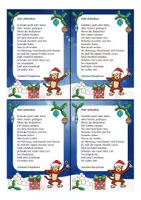 Vista previa - Manualidades / Dibujos para colorear - Weihnachten Affenklasse - Weihnachtspaket: Gedichten, Grußkarten, Arbeitsblätter (Klassenmaskottchen) Deutsch / Alemán - página 2