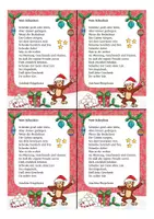 Vista previa - Manualidades / Dibujos para colorear - Weihnachten Affenklasse - Weihnachtspaket: Gedichten, Grußkarten, Arbeitsblätter (Klassenmaskottchen) Deutsch / Alemán - página 3