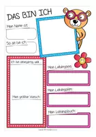 Vista previa - Hojas de trabajo - Das bin ich - Bärenklasse (Klassenmaskottchen) Deutsch / Alemán - página 1